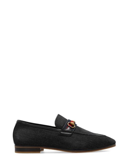 Gucci Black Denim Loafer With Horsebit for men