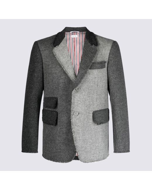 Thom Browne Gray Light And Dark Wool Blazer for men