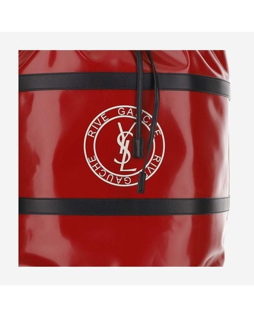 Saint Laurent Red Rive Gauche Canvas Shoulder Bag Polyurethane Backpacks for men
