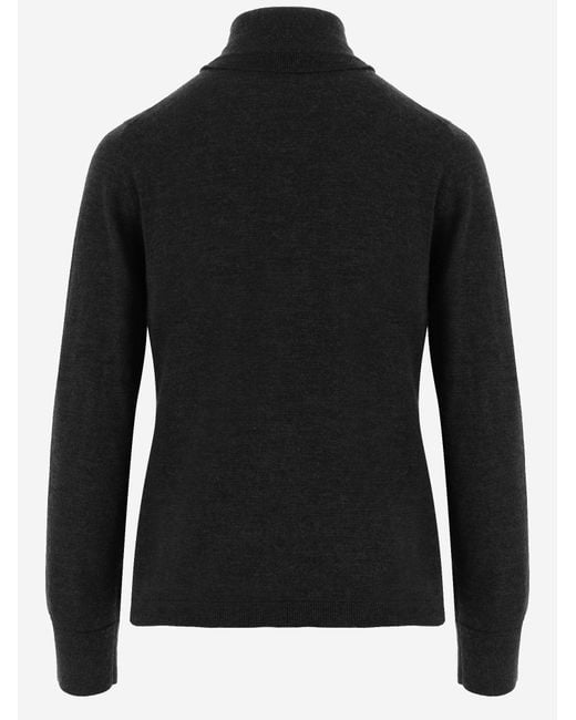 Allude Black Turtleneck Sweater Virgin Wool