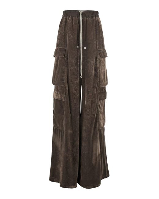 Rick Owens Brown 'Cargo Belas' Cargo Pants With Drawstring Waist And Cargo Pockets