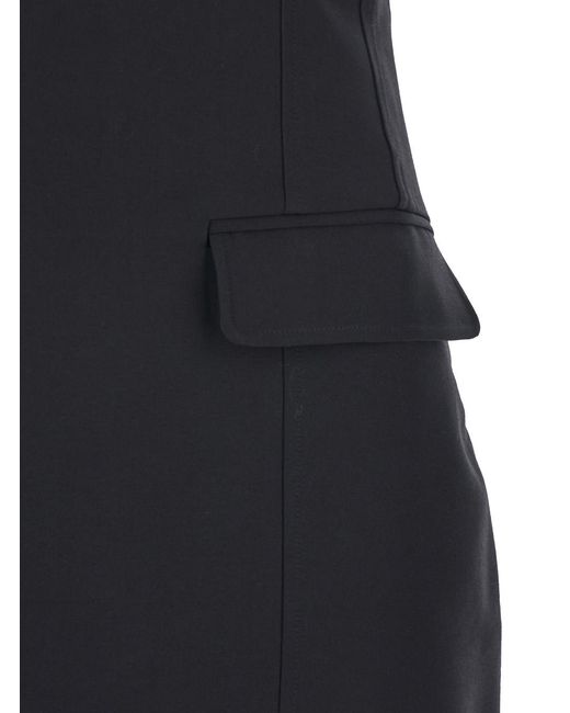 Totême Black Top Off-Shoulder Wool-Blend Tops