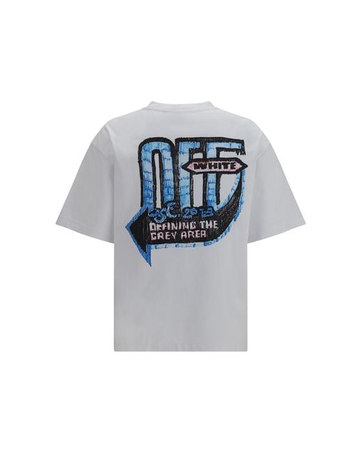 Off-White c/o Virgil Abloh Blue T-Shirt Skate Cotton T-Shirts for men
