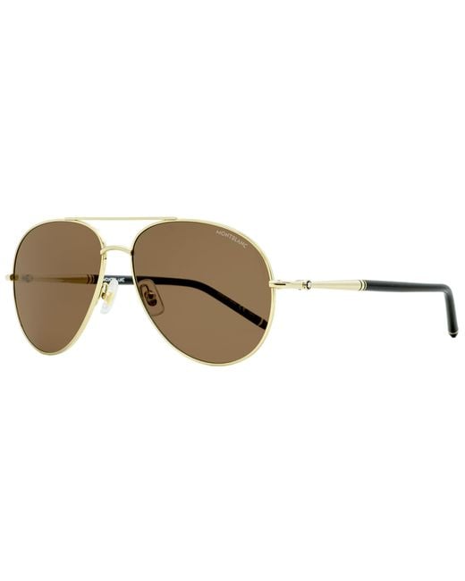 Montblanc Black Pilot Sunglasses Mb0068S 001- 61Mm 0068 Metal/Plastic (Acetate) for men