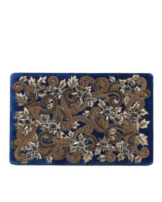 Dolce & Gabbana Black Velvet Frame Clutch Evening Party Purse Bag