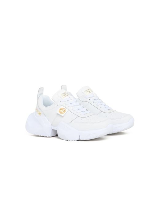 Versace Jeans Couture Leather Running Sneakers With Oversized Outsole in  White | Lyst