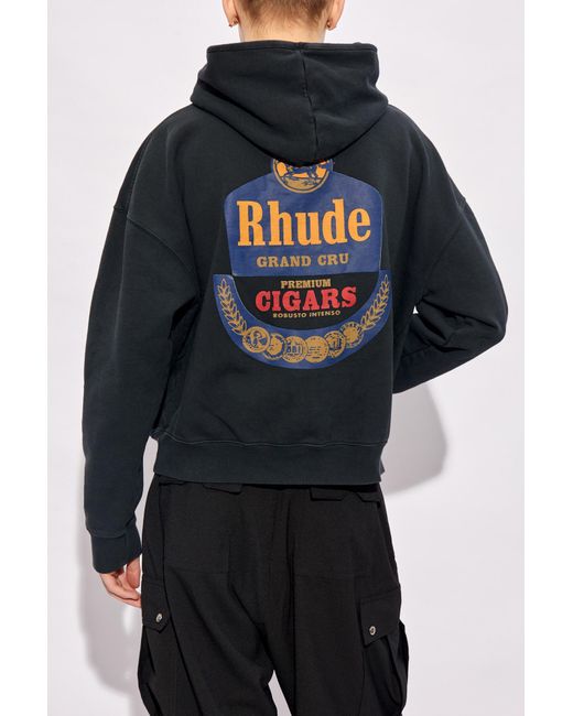 Rhude Black Hoodie With Logo for men