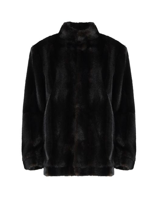 MM6 by Maison Margiela Black Faux Fur Jacket Polyester & Shearling Coats