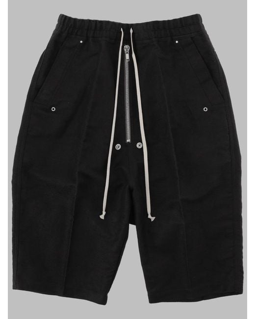 Rick Owens Black Shorts Bela Pods Ramie Cotton for men