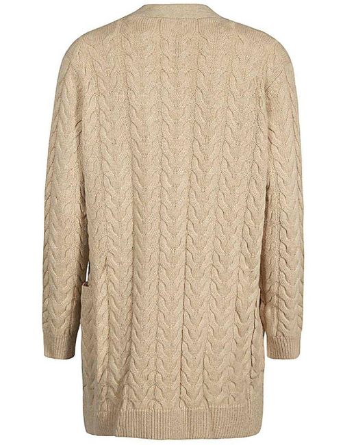 Max Mara Natural Buttoned Long-sleeved Knitted Cardigan