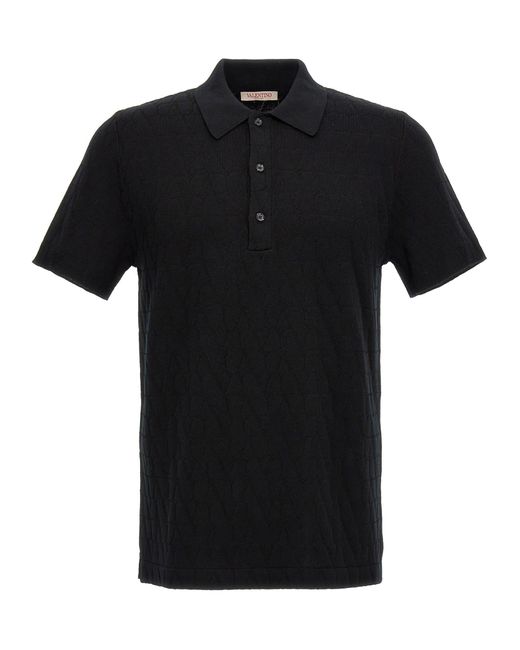 Valentino Garavani Black Polo Shirt Toile Iconographe for men