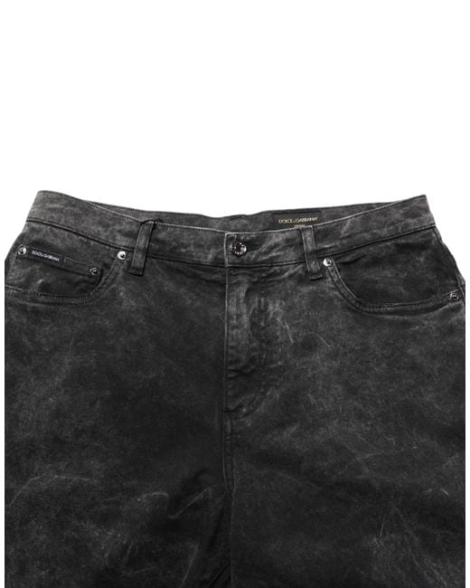 Dolce & Gabbana Black Cotton Mid Waist Denim Men Bermuda Short for men