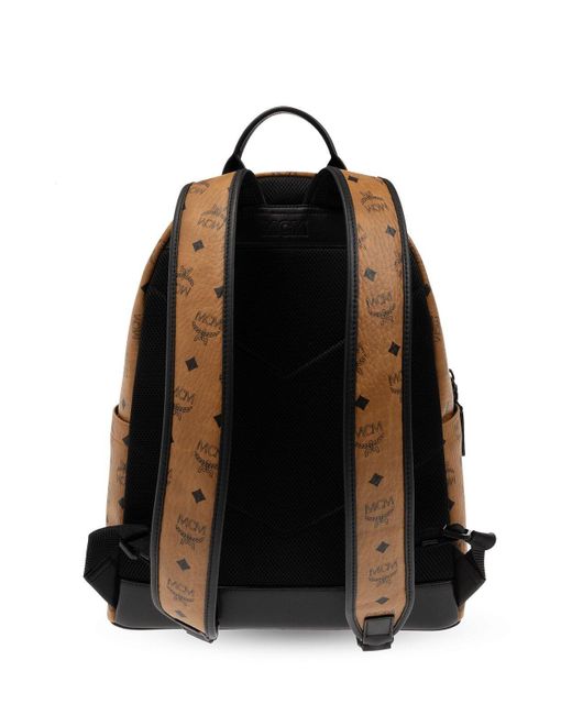 MCM Brown 'stark' Backpack With Monogram,