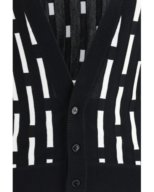 Versace Black Gianni Dashes Cardigan Wool Ovis Aries for men