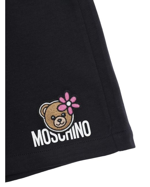 Moschino Black Kids Logo Print Shorts Cotton