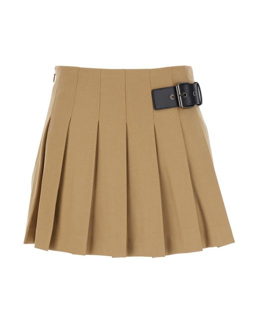 DUNST Natural Skirt With Adjustable Side Belt And Pleated Details