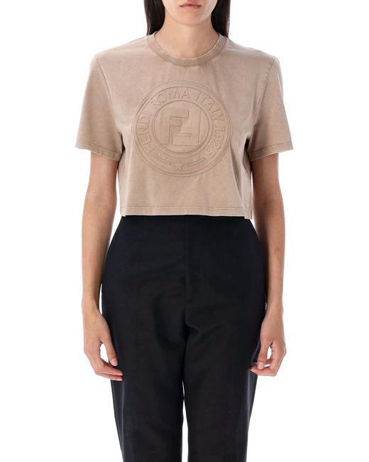 Fendi Women's Black Cropped T-Shirt