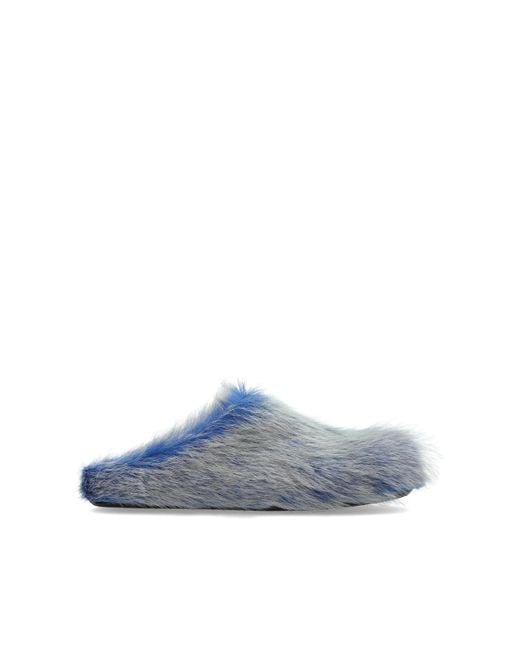 Marni Blue Fur Slippers 'Fussbett'