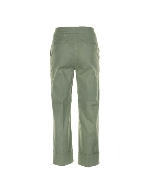 Via Masini 80 Green Garment-Dyed Gabardine Trousers