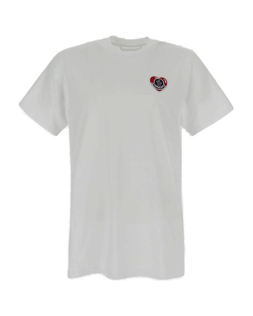 Moncler White Logo Patch Crewneck T-Shirt for men