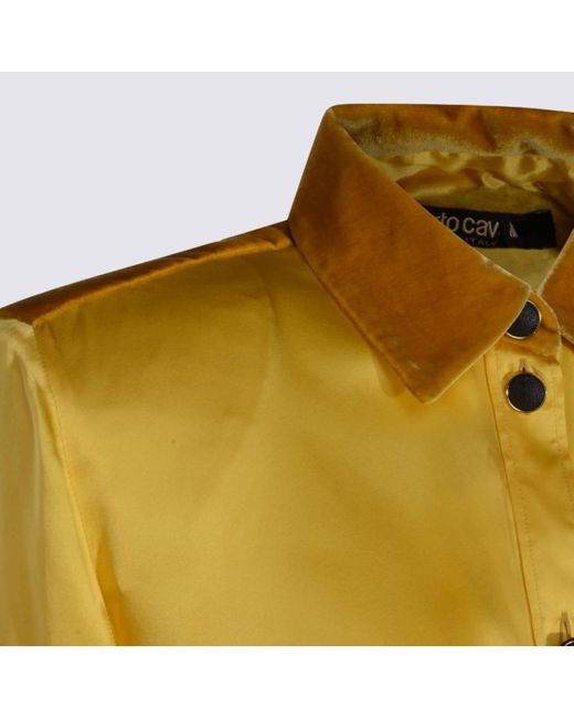 Roberto Cavalli Yellow Silk Shirt
