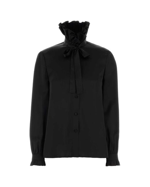 Gucci Black Satin Silk Shirt