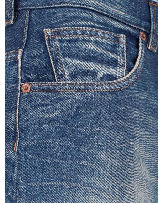 MM6 by Maison Martin Margiela Blue Fringed Wide Jeans