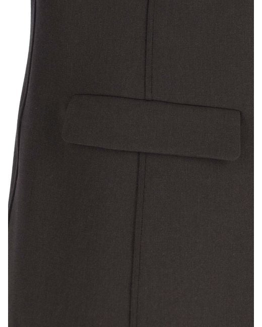 Giorgio Armani Black Double-Breasted Virgin Wool Blazer, Crew Neck