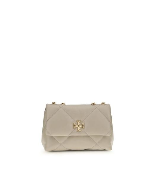 Tory Burch Gray Calf Leather Bos Taurus Shoulder Bag