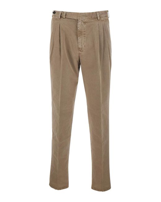 PT Torino Natural Pants With Pockets And Ribbed Hems Tech Fabric For Trousers for men