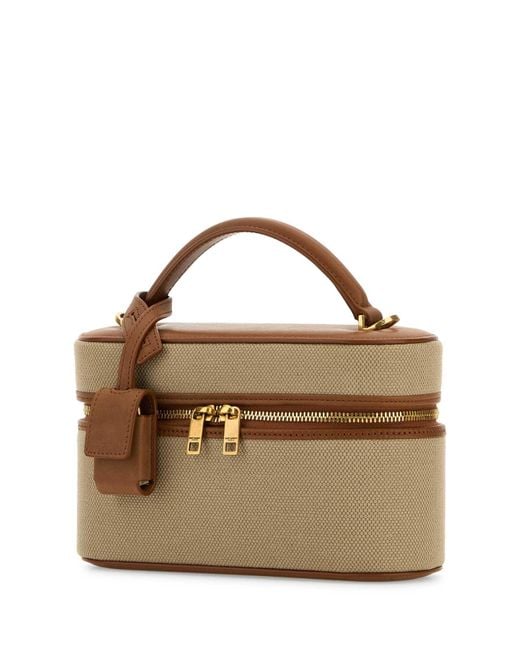 Saint Laurent Brown Cappuccino Canvas Vanity Handbag