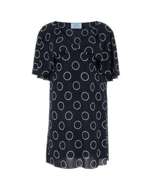 Prada Black Printed Crepe Dress