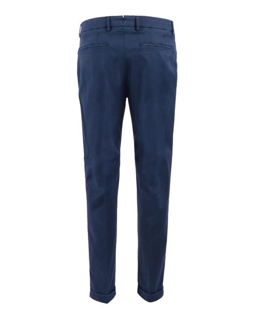 Berwich Blue Retrolong-Gd Pants Lyocell Cotton Elastane for men
