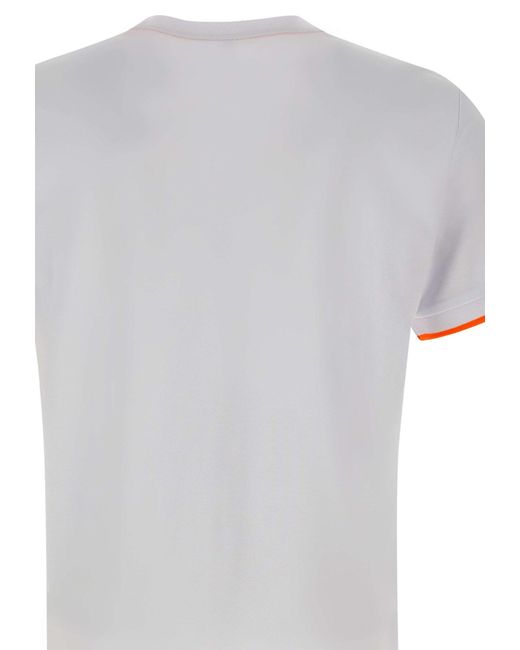 Sun 68 White Small Stripes Cotton T-Shirt for men