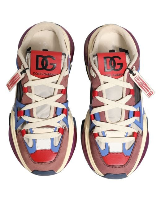 Dolce & Gabbana Red Low Top Airmaster Sneakers Shoes Nylon Viscose Lamb Calfskin for men