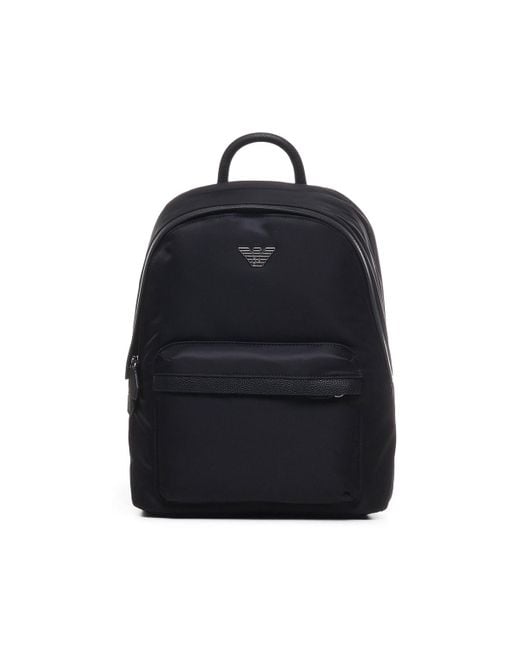 Emporio Armani Blue Backpack With Logo Plaque