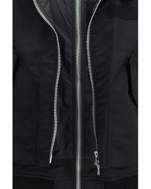 Sacai Black Cotton Chino And Nylon Twill Double Jacket Cotton for men