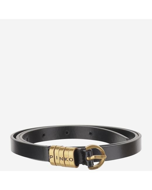Pinko Black Leather Belt With Logo