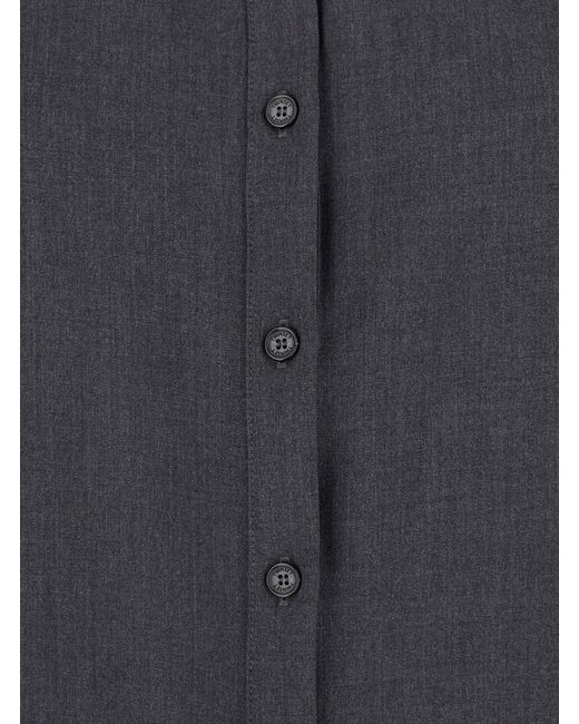 Twinset Gray Shirt With Classic Collar And Logo Plaque On The Rear