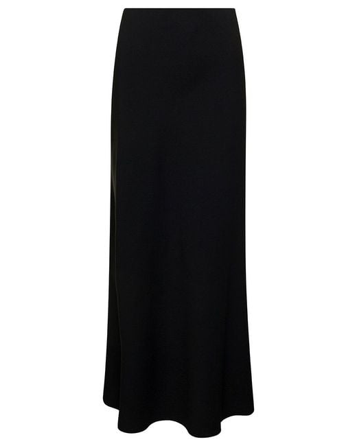 Le Plain Black Midi Skirt With Volant Detail