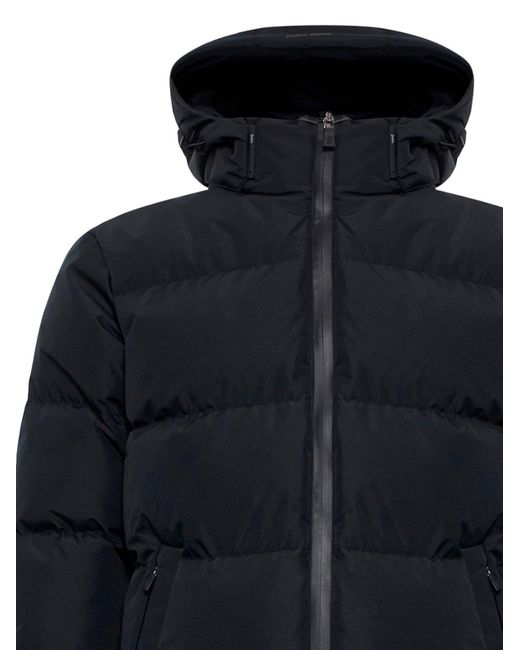 Herno Blue Zip-Up Hooded Puffer Coat for men