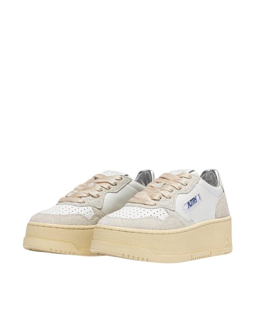 Autry White Platform Low Lea Stars Wht Wht Sneakers