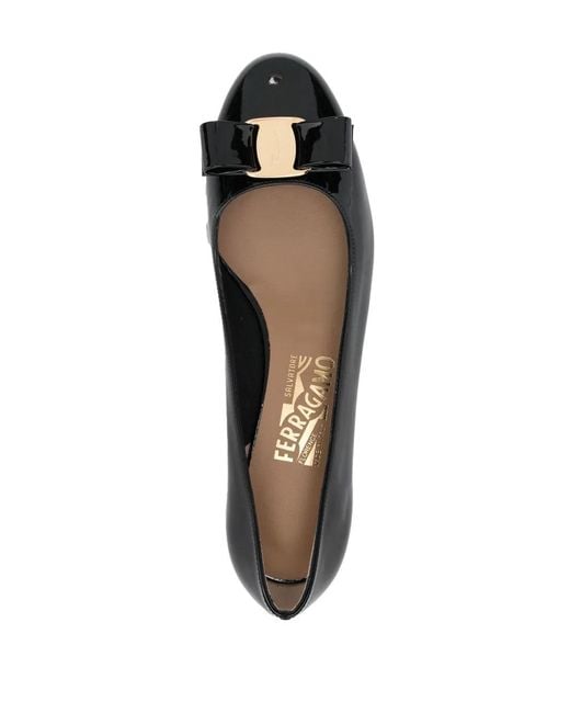 Ferragamo Black Vara Bow Patent Pumps