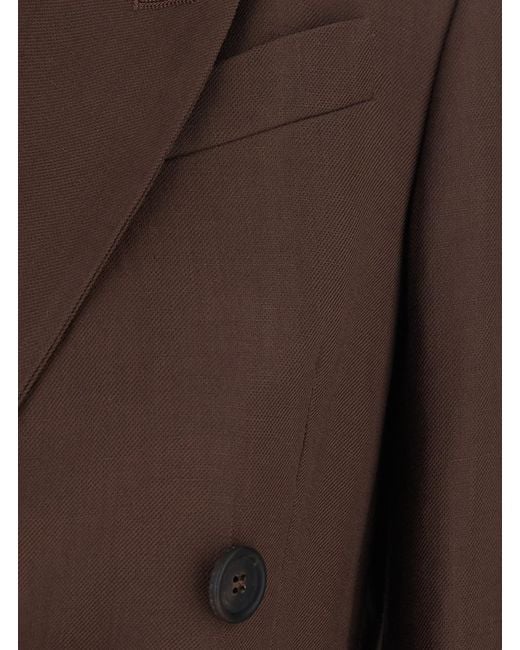 Brunello Cucinelli Brown Jacket Double-Breasted Viscose Blend Blazers