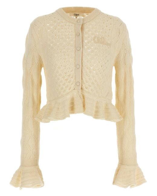 Chloé Natural Pointelle Cardigan