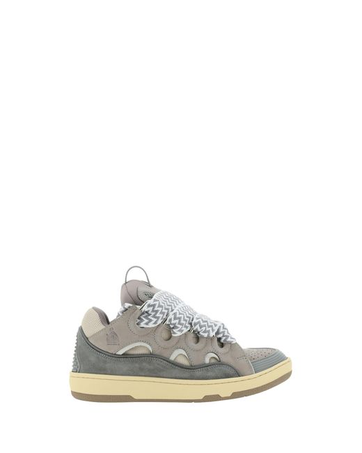 Lanvin White Curb Leather Sneakers