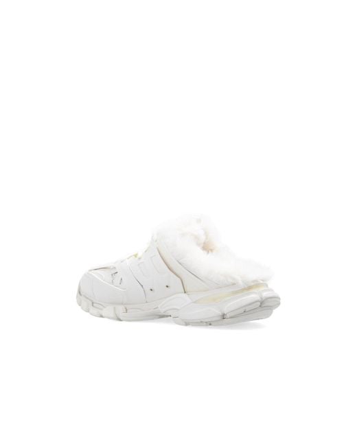 Balenciaga White Furry Slide Sandal