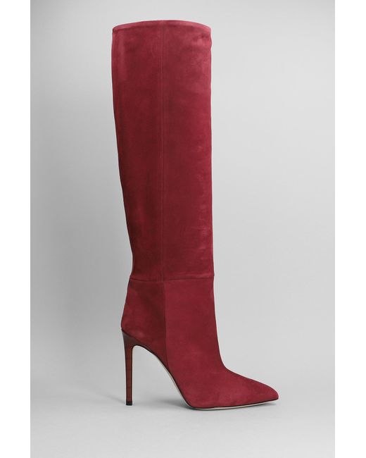 Paris Texas Red High Heels Boots In Bordeaux Suede