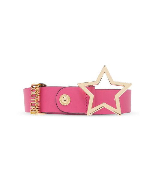 Versace Pink Star-shaped Buckle Leather Belt