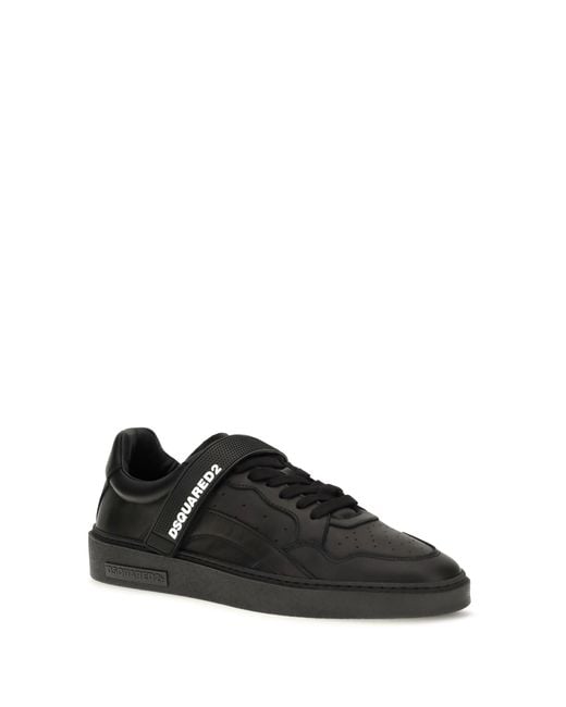 DSquared² Black Leather Strap Sneakers for men